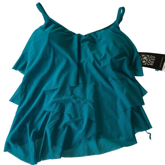 Coco Reef Women's Flourish Underwire Bra-Sized Tankini Top - Teal Cove 36C - Picture 1 of 8